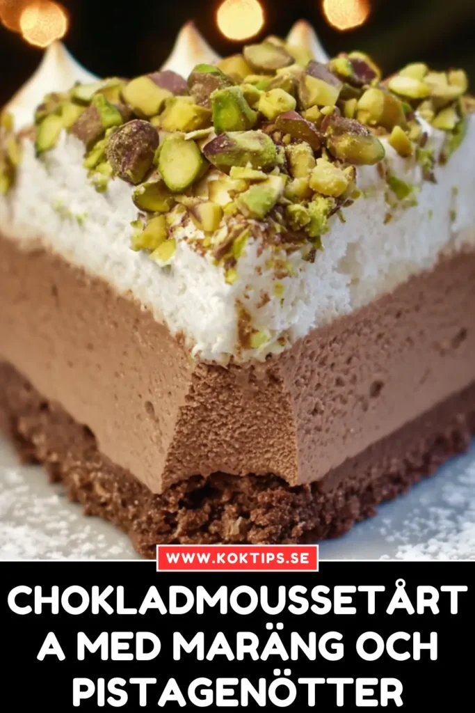 Lyxig Chokladmoussetårta med maräng och pistagenötter