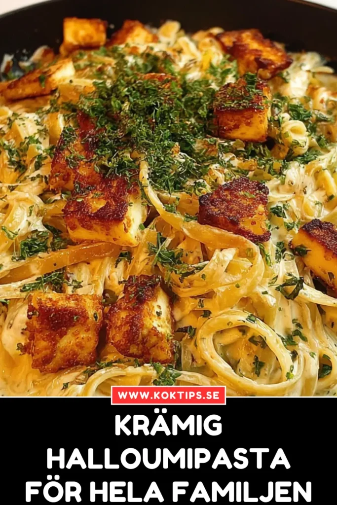 Krämig halloumipasta för hela familjen