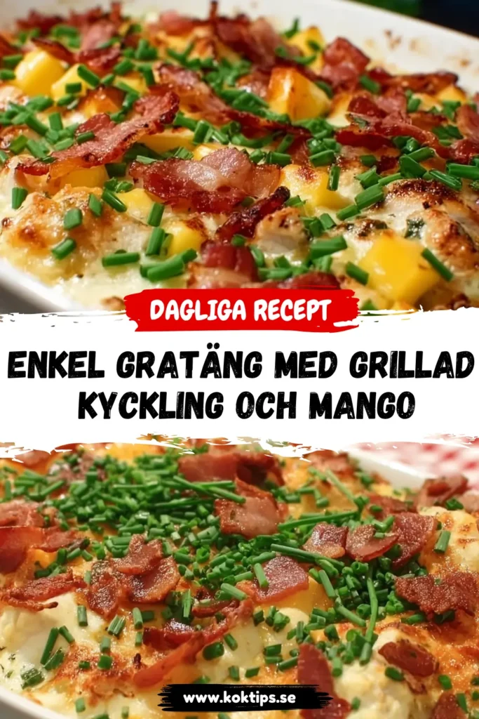 Enkel gratäng med grillad kyckling och mango