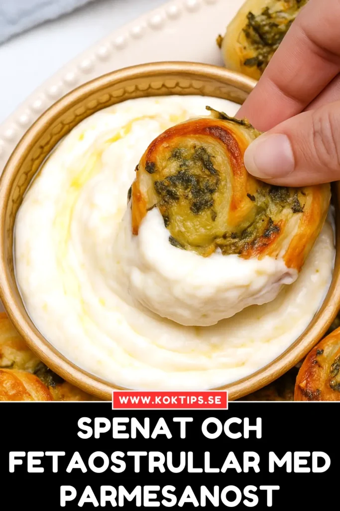 Snabba spenat och fetaostrullar med parmesanost