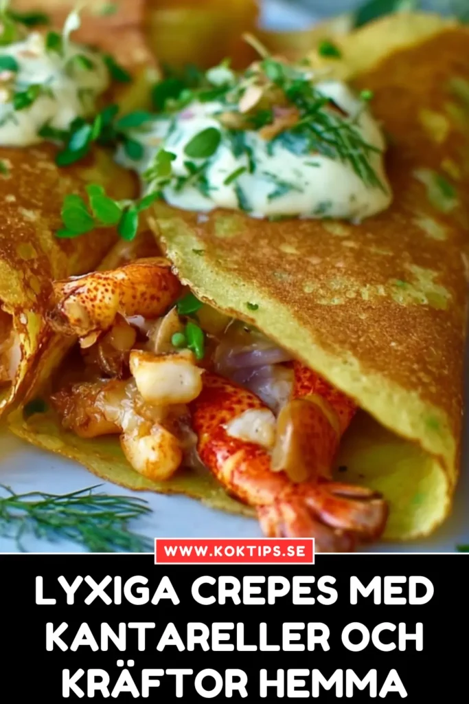 Lyxiga Crepes med Kantareller och Kräftor Hemma