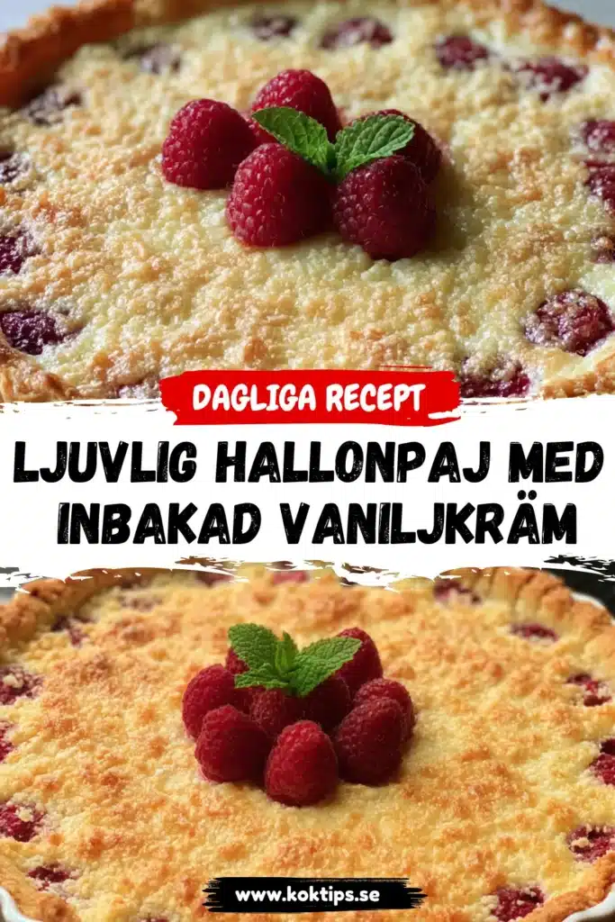 Ljuvlig hallonpaj med inbakad vaniljkräm