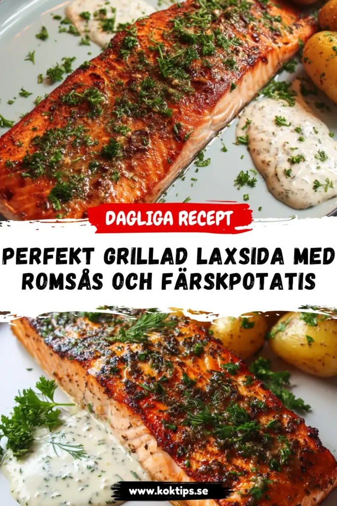 Perfekt grillad laxsida med romsås och färskpotatis