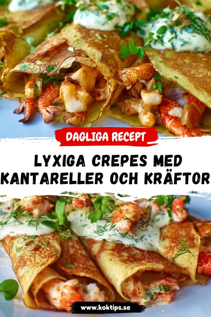Lyxiga Crepes med Kantareller och Kräftor Hemma