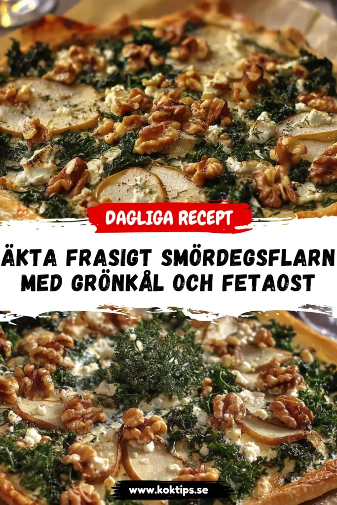 Äkta Frasigt smördegsflarn med grönkål och fetaost