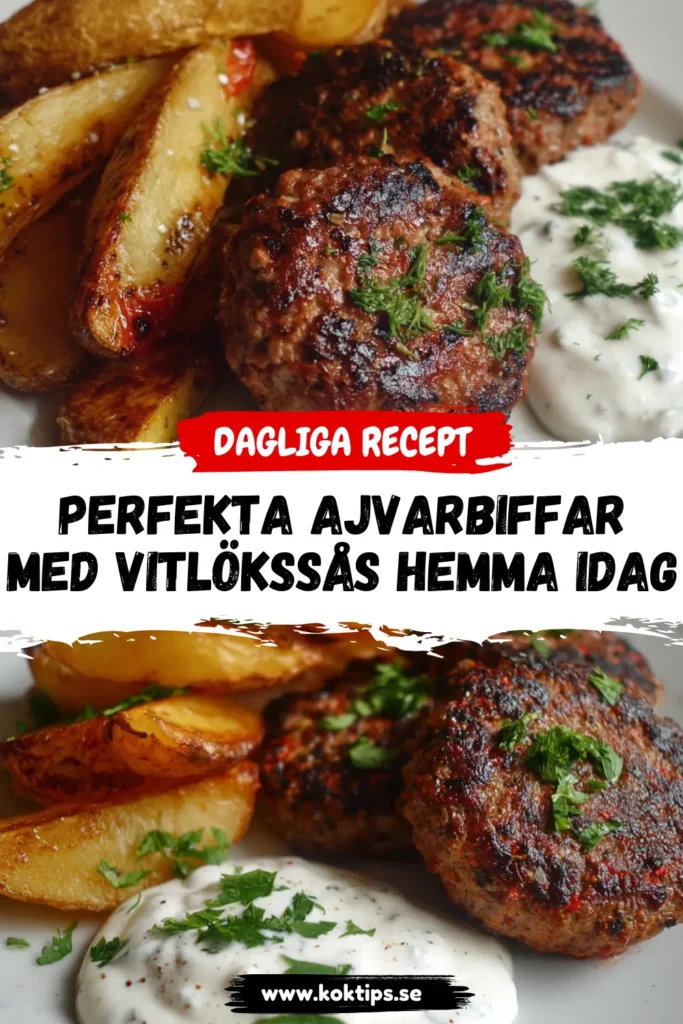 Ajvarbiffar med vitlökssås