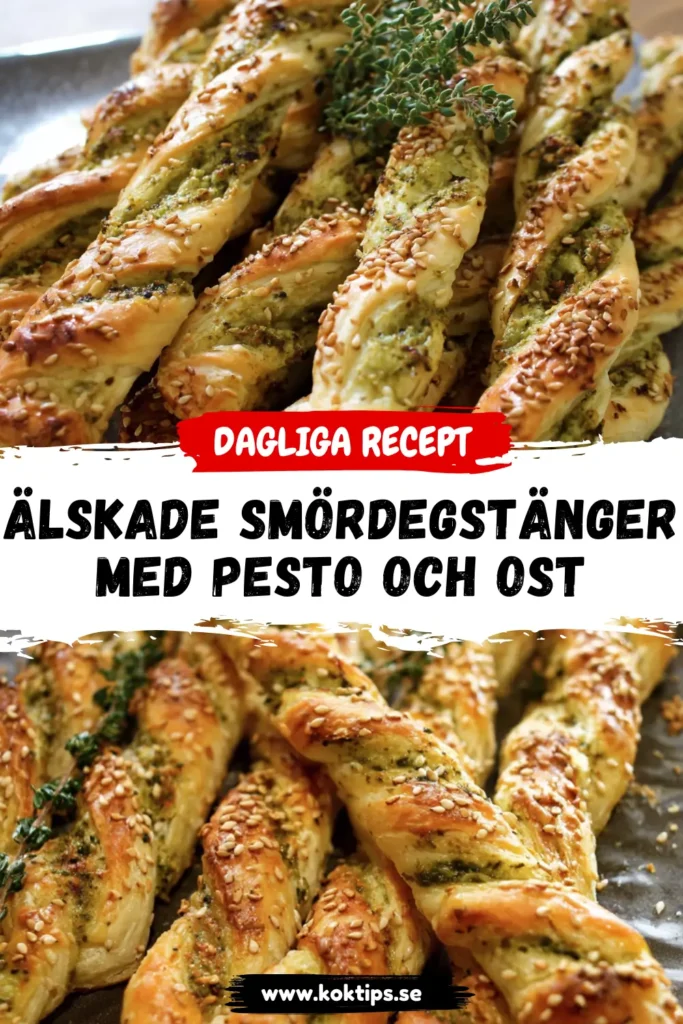 Älskade smördegstänger med pesto och ost