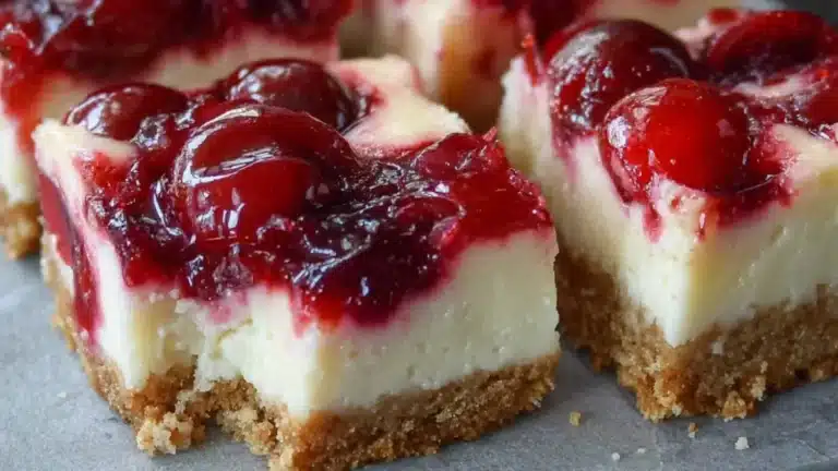 Körsbärscheesecake i rutor: Enkelt recept