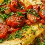 Smakrik ugnsbakad kål med chorizo och tomater