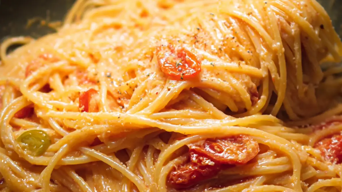 Spaghetti med ostig tomat: Lyxig vardagslycka