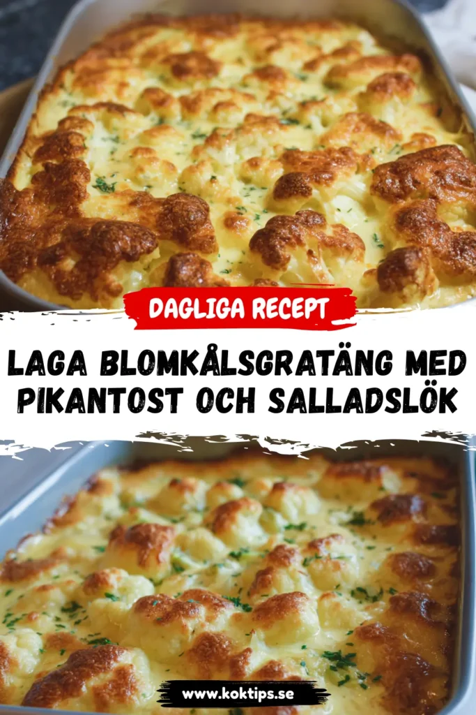 Laga blomkålsgratäng med pikantost och salladslök