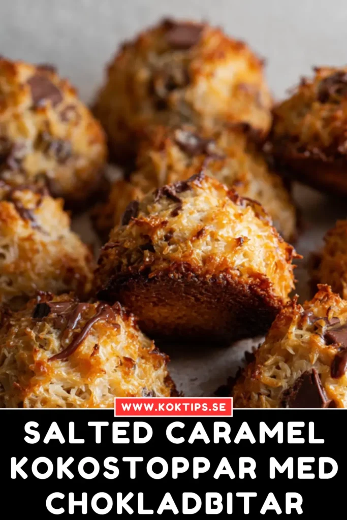 Salted caramel kokostoppar med chokladbitar