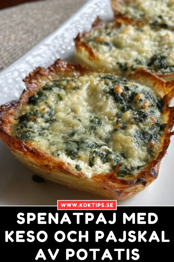 Spenatpaj med keso och pajskal av potatis