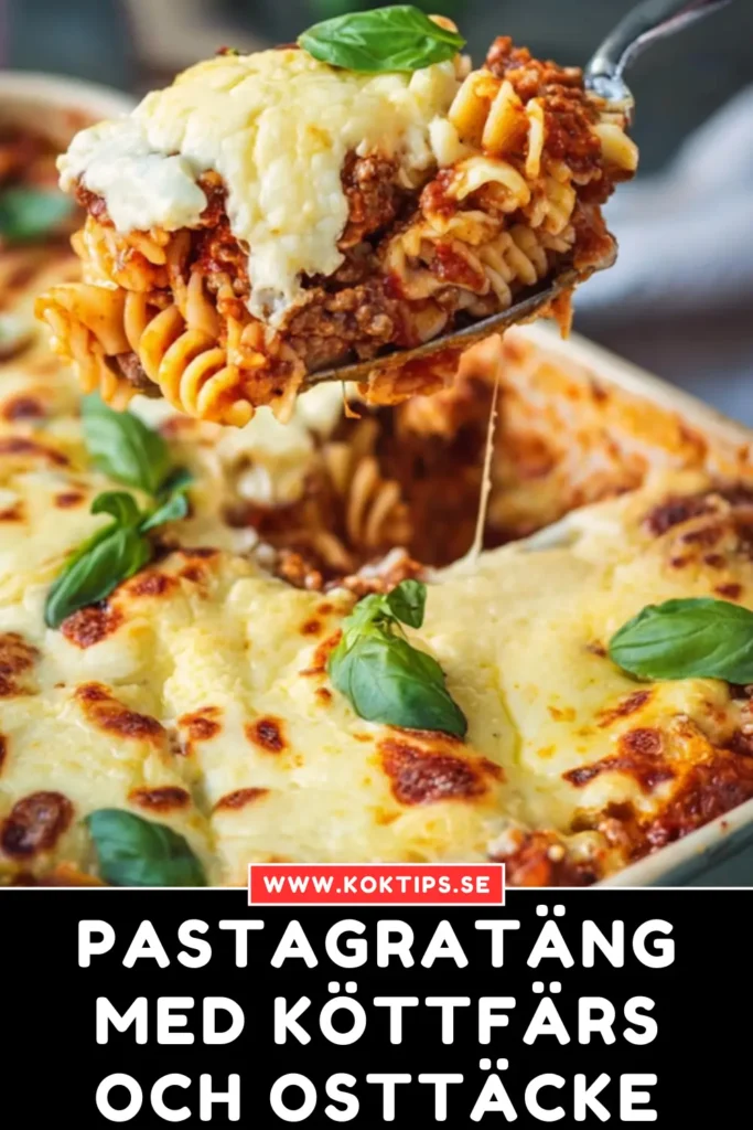 Pastagratäng med köttfärs och osttäcke