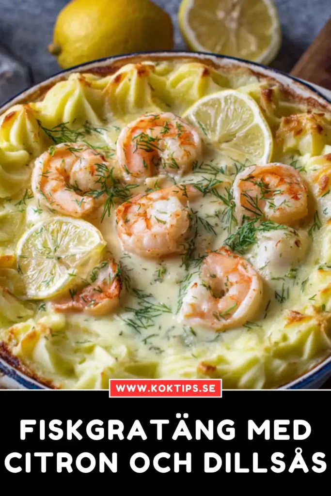 Fiskgratäng med citron och dillsås