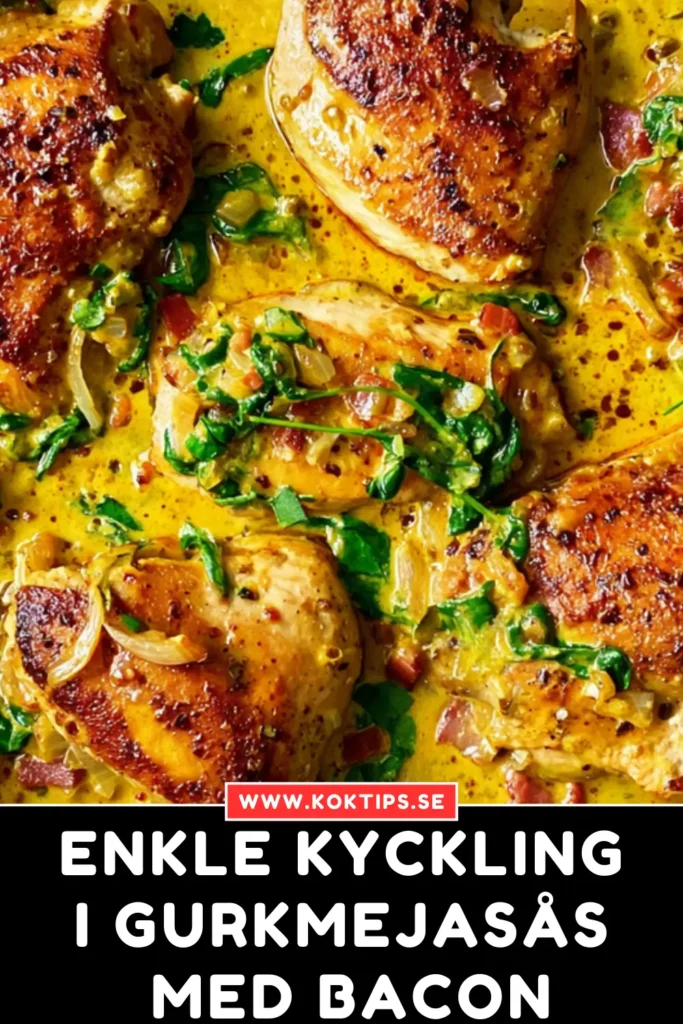 Enkle Kyckling i Gurkmejasås med Bacon