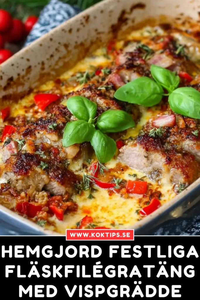 Hemgjord festliga fläskfilégratäng med vispgrädde