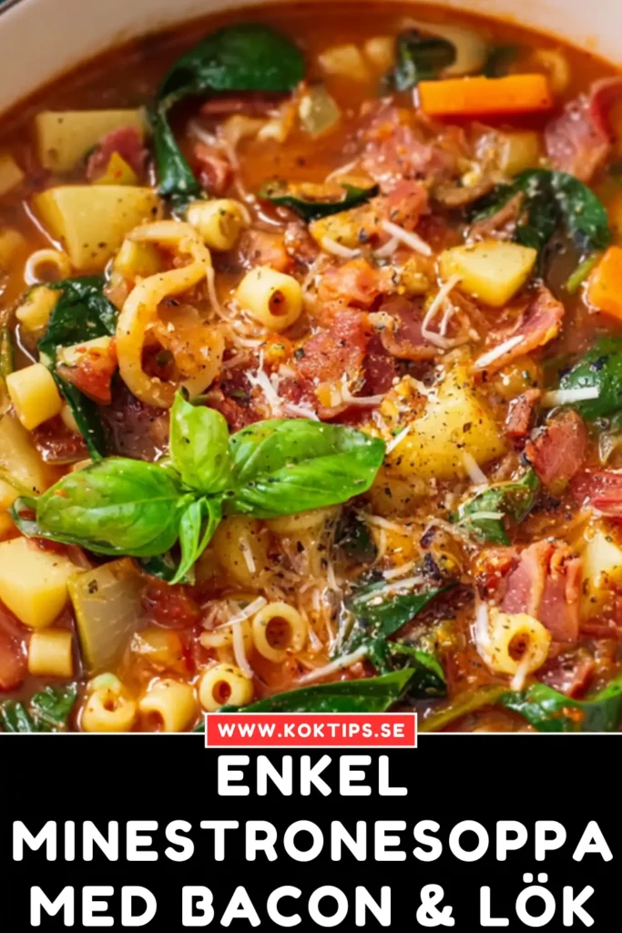 Enkel Minestronesoppa med bacon & lök