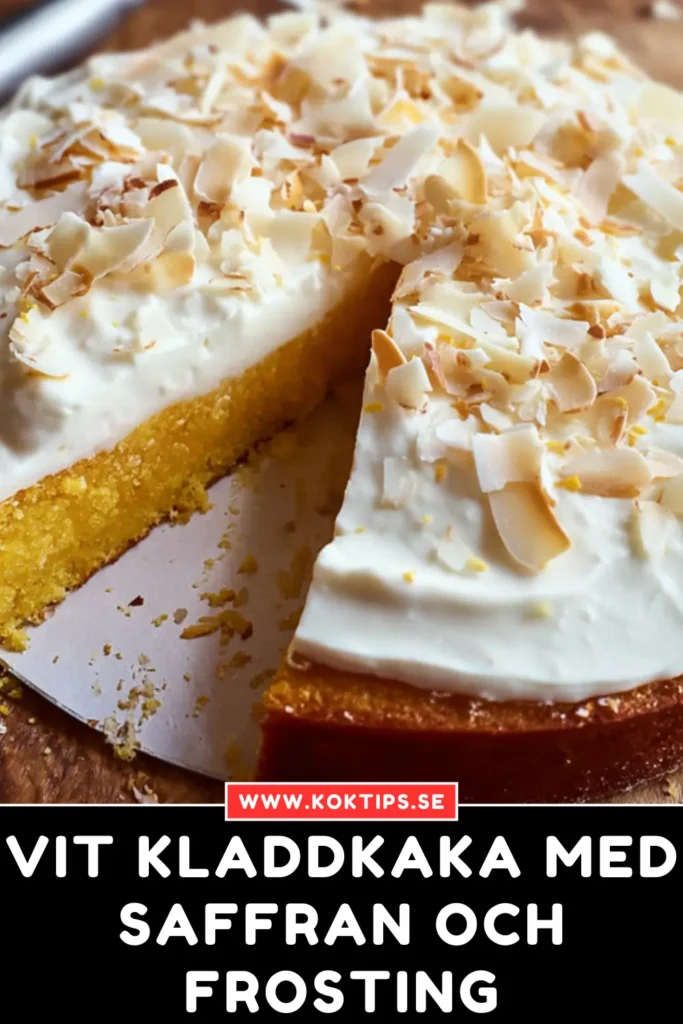 Vit kladdkaka med saffran och frosting