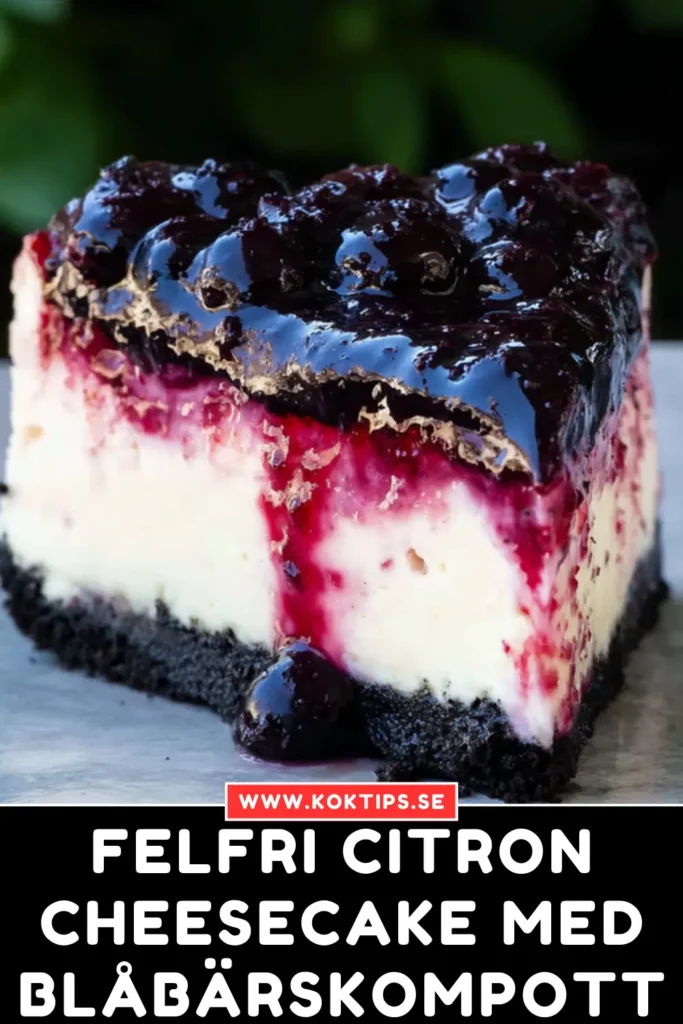 Felfri Citroncheesecake med blåbärskompott