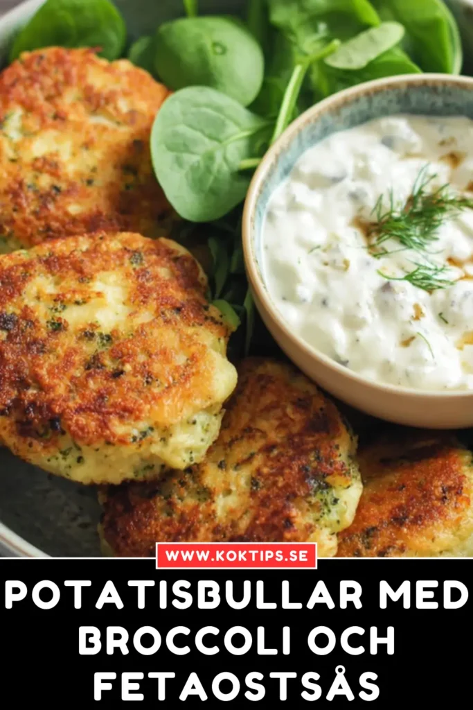 Potatisbullar med broccoli och fetaostsås
