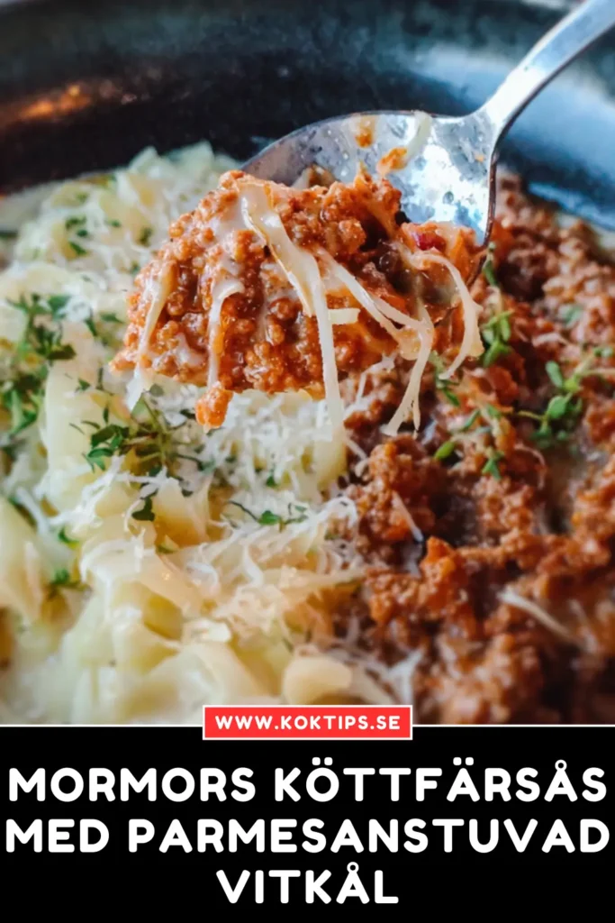 Mormors köttfärsås med parmesanstuvad vitkål