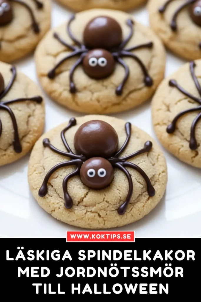 Läskiga spindelkakor med jordnötssmör till Halloween