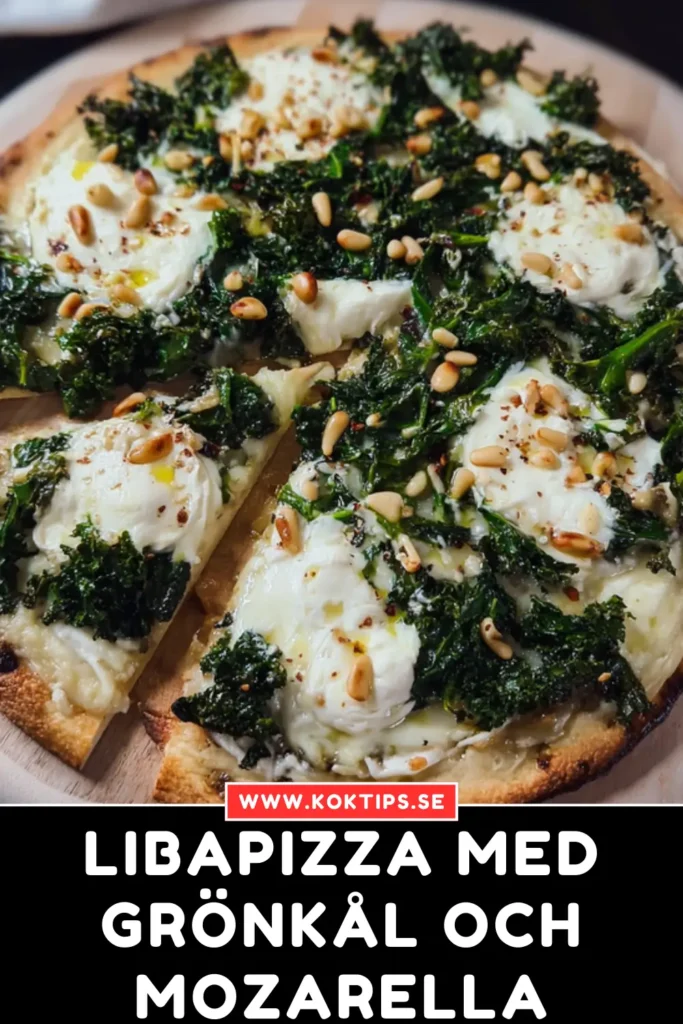 Libapizza med grönkål och mozarella