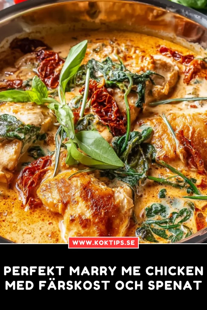 Perfekt Marry me chicken med färskost och spenat