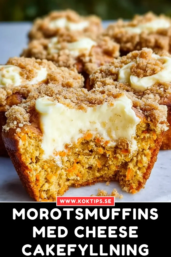 Morotsmuffins med cheesecakefyllning och kanelcrunch