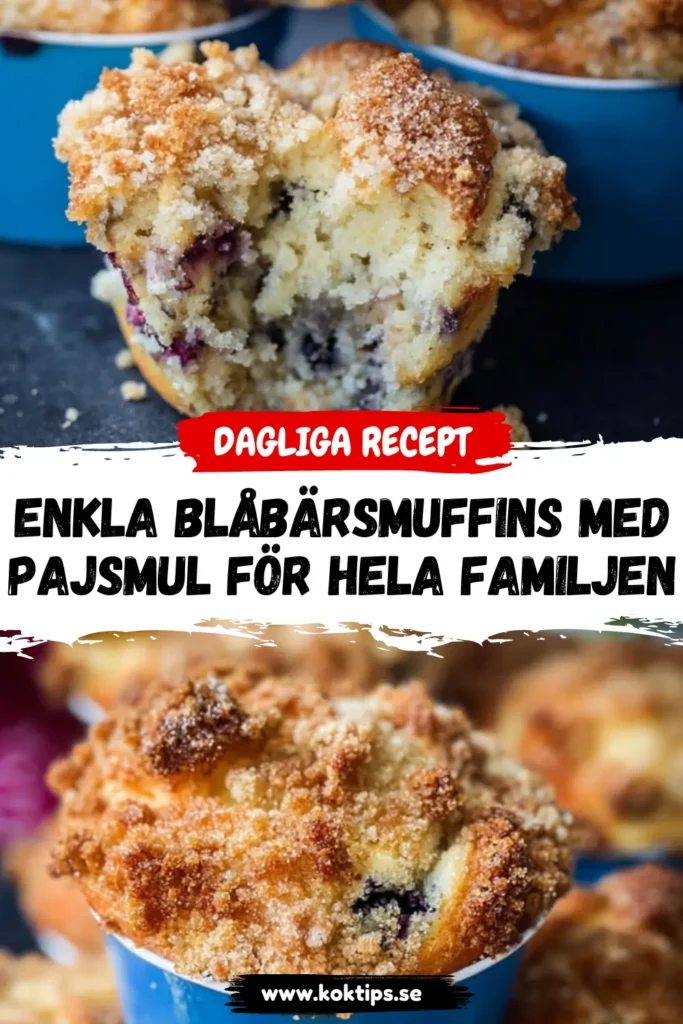 Enkla blåbärsmuffins med pajsmul för hela familjen