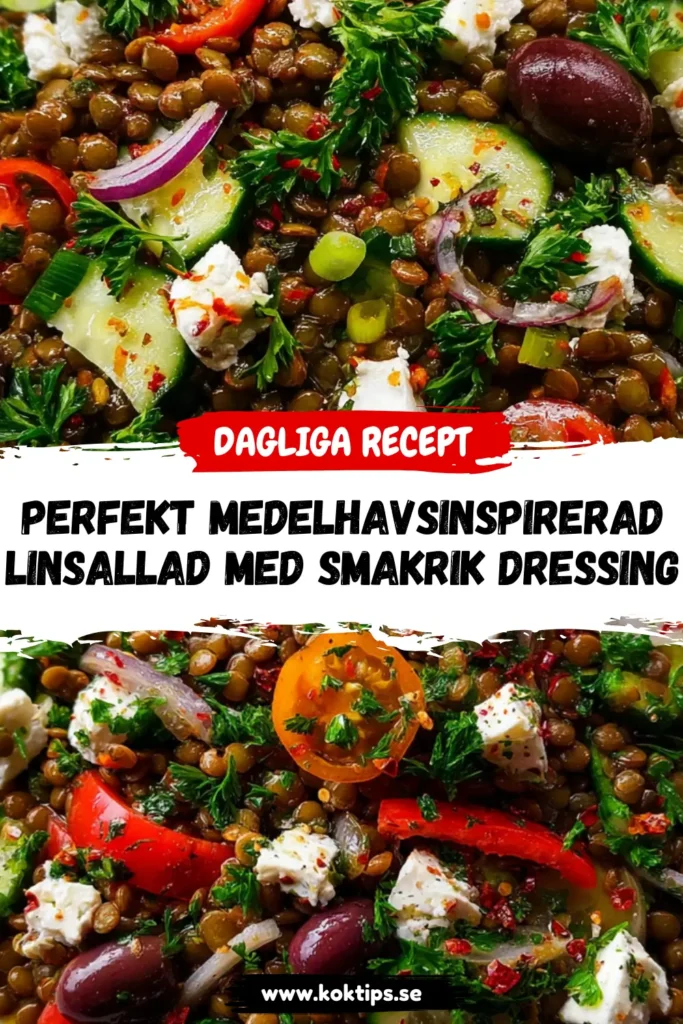 Perfekt Medelhavsinspirerad linsallad med smakrik dressing