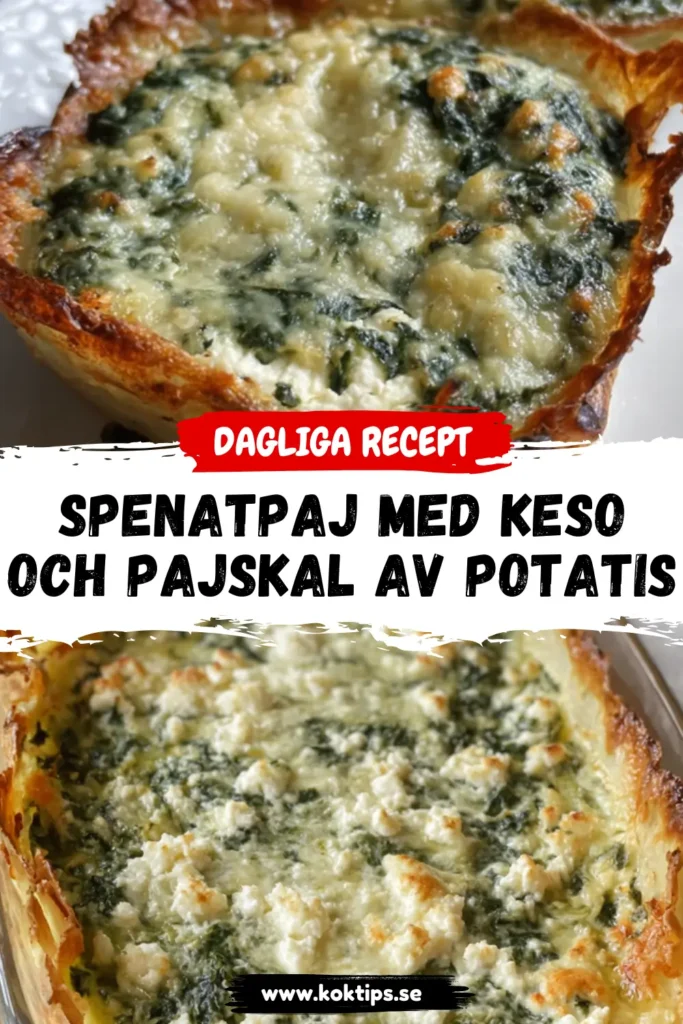 Spenatpaj med keso och pajskal av potatis