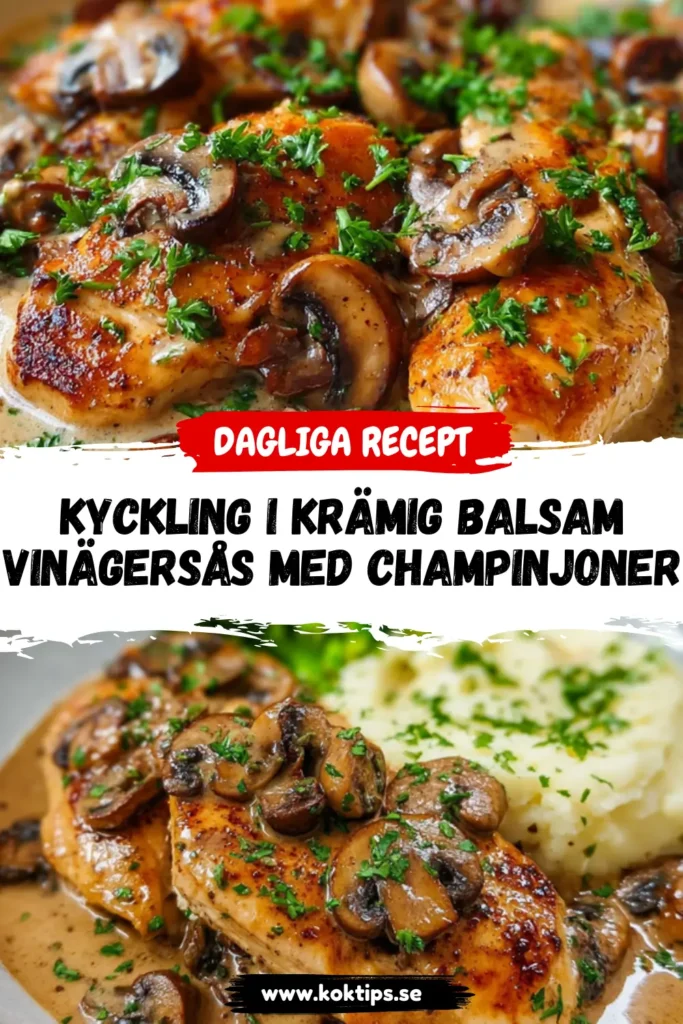 Kyckling i krämig balsamvinägersås med champinjoner