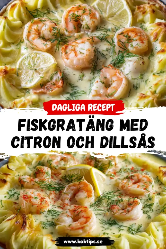 Fiskgratäng med citron och dillsås