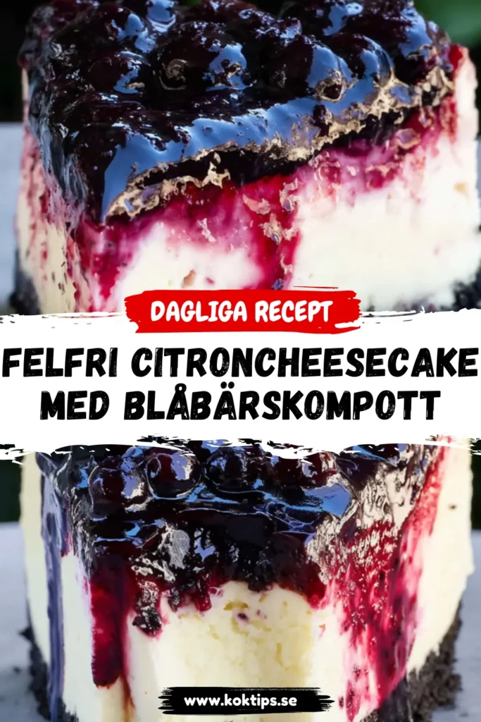 Felfri Citroncheesecake med blåbärskompott