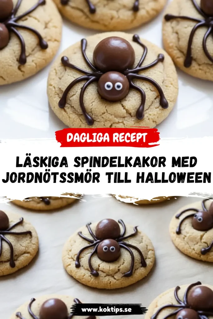 Läskiga spindelkakor med jordnötssmör till Halloween