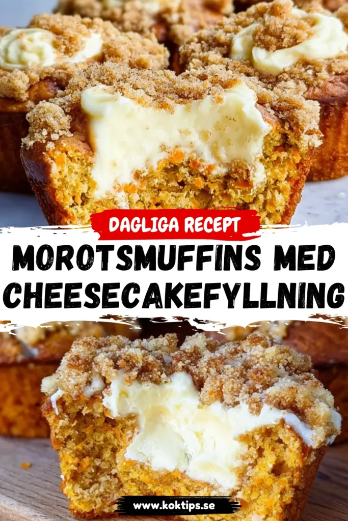 Morotsmuffins med cheesecakefyllning och kanelcrunch