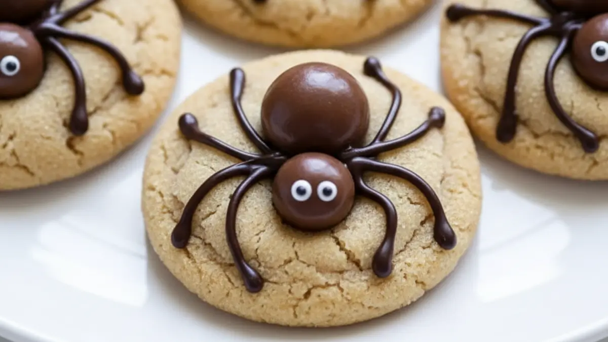 Läskiga spindelkakor med jordnötssmör till Halloween