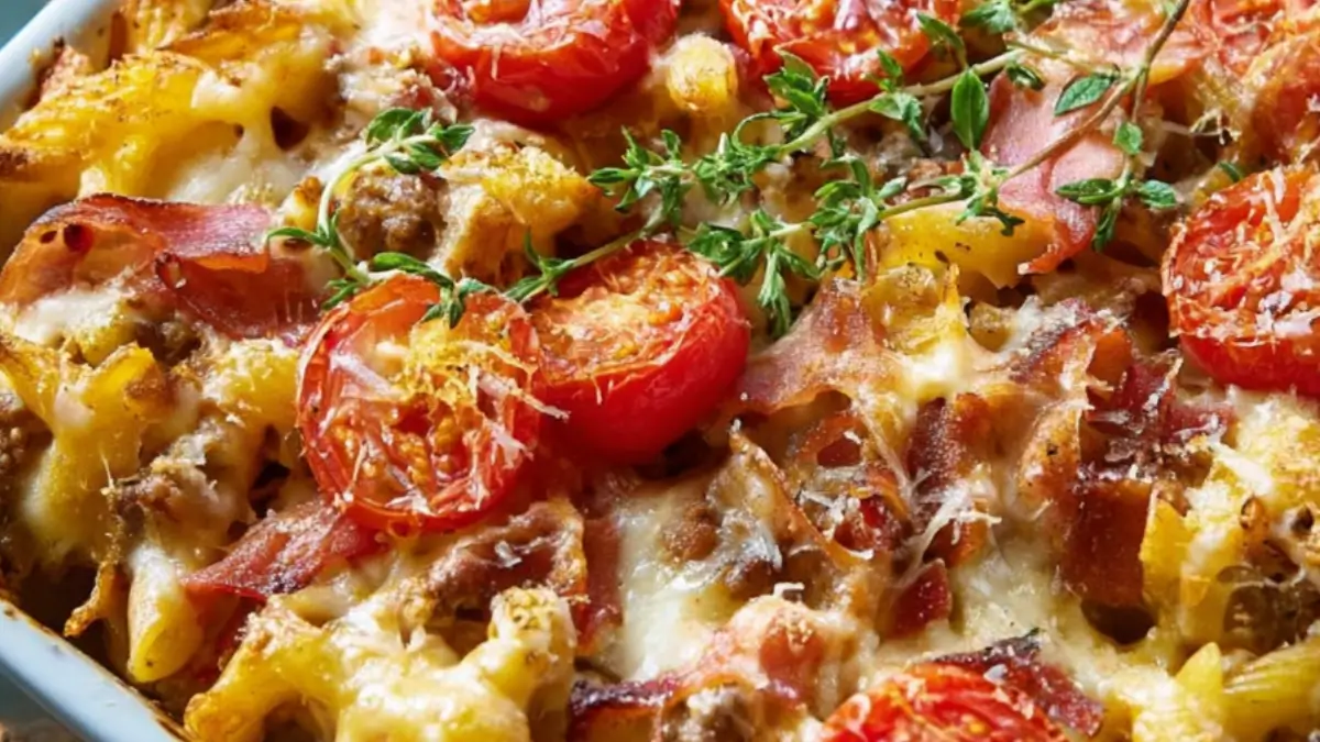 Enkelt Köttfärsgratäng med bacon på 45 min