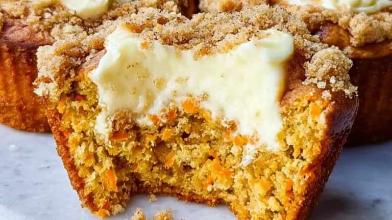 Morotsmuffins med cheesecakefyllning och kanelcrunch