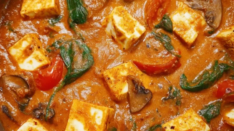 Vegetarisk indisk gryta med halloumi och tomat