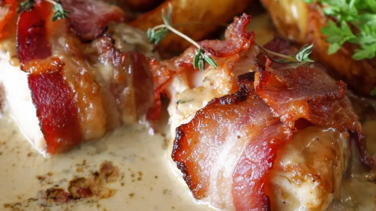 55 minuters magi: Baconbakad kyckling i äppelsås