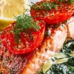 Lax med parmesanstuvad spenat
