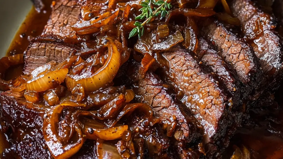 Bräserad Nötköttsbringa i Balsamico Löksås
