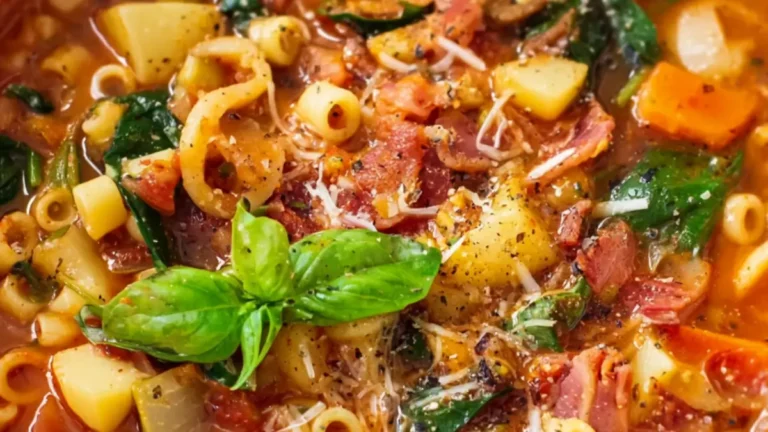 Enkel Minestronesoppa med bacon & lök