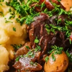 Enkelt Boeuf bourguignon med krossad potatis
