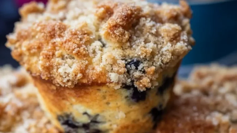 Enkla blåbärsmuffins med pajsmul för hela familjen