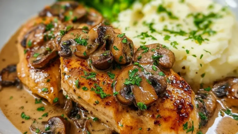 Kyckling i krämig balsamvinägersås med champinjoner