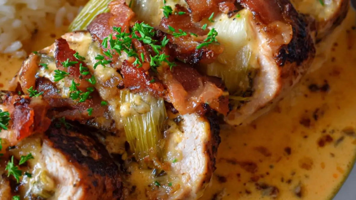 Riktigt lyxig Fläskfilé med bacon & purjolök